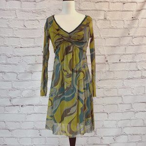 Weston Wear Dress size M. Olive, Teal, Brown swirl print
